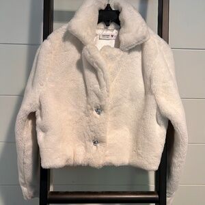 Girls White Plush Jacket